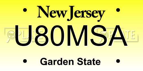 U80MSA New Jersey License Plate