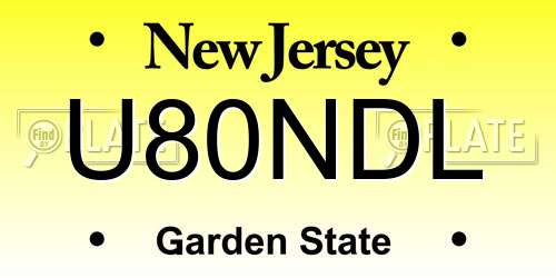 U80NDL New Jersey License Plate