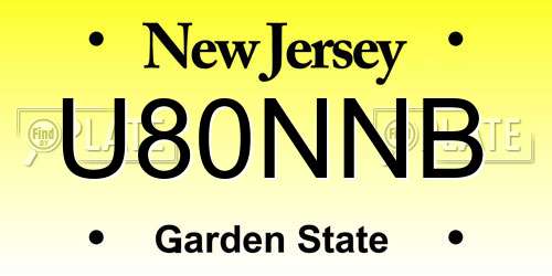 U80NNB New Jersey License Plate