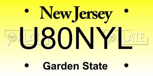 U80NYL New Jersey License Plate
