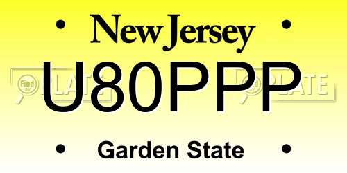 U80PPP New Jersey License Plate