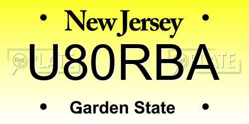 U80RBA New Jersey License Plate