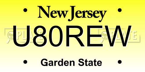U80REW New Jersey License Plate
