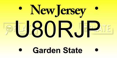 U80RJP New Jersey License Plate