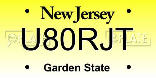 U80RJT New Jersey License Plate