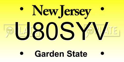 U80SYV New Jersey License Plate