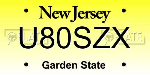 U80SZX New Jersey License Plate