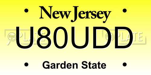 U80UDD New Jersey License Plate