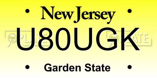 U80UGK license plate in NJ state