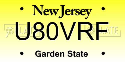 U80VRF New Jersey License Plate