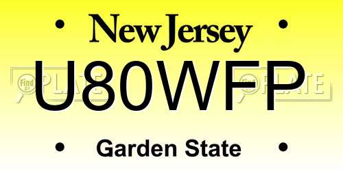 U80WFP New Jersey License Plate