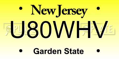 U80WHV New Jersey License Plate