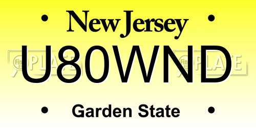 U80WND New Jersey License Plate