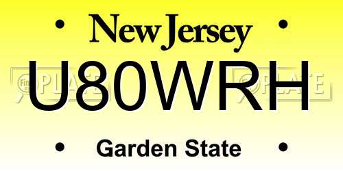 U80WRH New Jersey License Plate