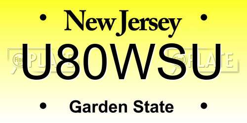 U80WSU New Jersey License Plate
