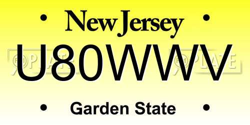 U80WWV New Jersey License Plate
