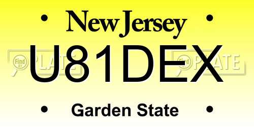 U81DEX New Jersey License Plate