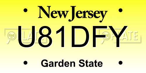 U81DFY New Jersey License Plate