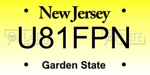 U81FPN New Jersey License Plate