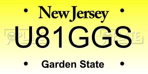 U81GGS New Jersey License Plate
