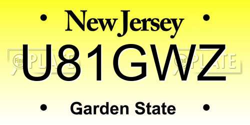 U81GWZ New Jersey License Plate
