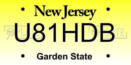 U81HDB New Jersey License Plate