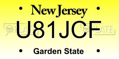 U81JCF New Jersey License Plate