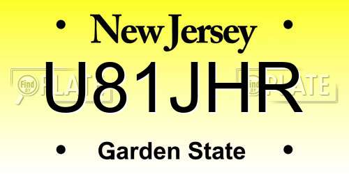 U81JHR New Jersey License Plate