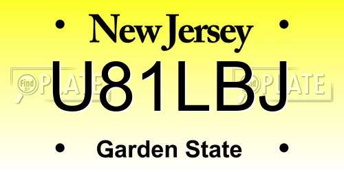 U81LBJ New Jersey License Plate