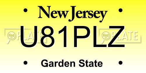 U81PLZ New Jersey License Plate