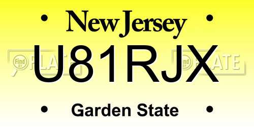 U81RJX New Jersey License Plate