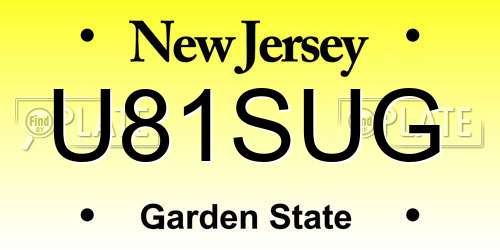 U81SUG New Jersey License Plate