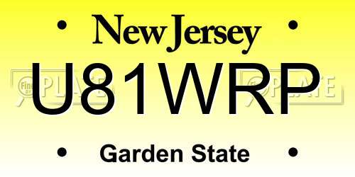 U81WRP New Jersey License Plate
