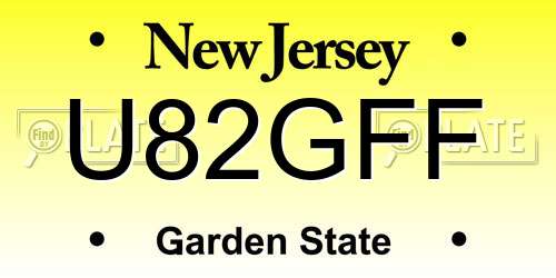 U82GFF New Jersey License Plate