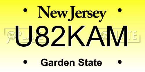 U82KAM New Jersey License Plate