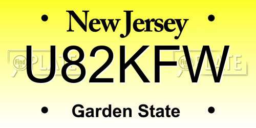 U82KFW New Jersey License Plate