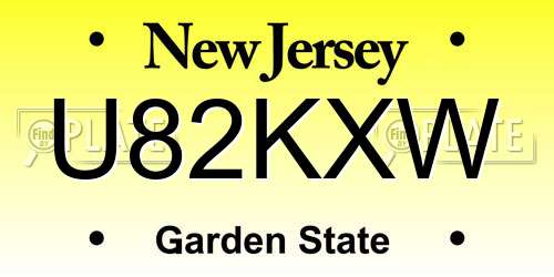 U82KXW New Jersey License Plate