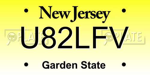 U82LFV New Jersey License Plate