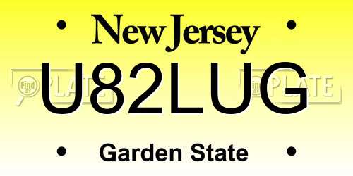 U82LUG New Jersey License Plate