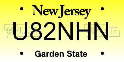 U82NHN New Jersey License Plate