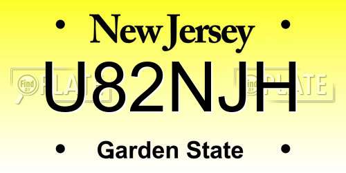 U82NJH New Jersey License Plate