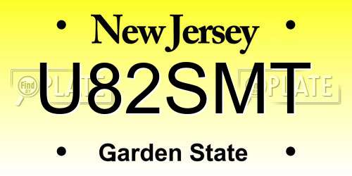 U82SMT New Jersey License Plate