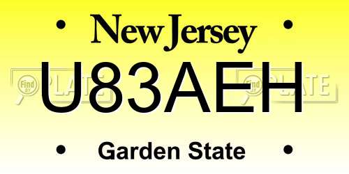U83AEH New Jersey License Plate