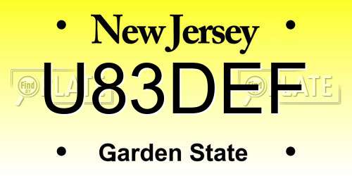 U83DEF New Jersey License Plate
