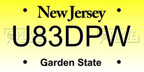 U83DPW New Jersey License Plate