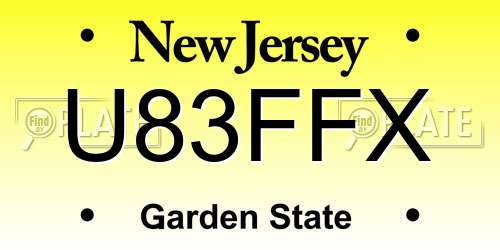 U83FFX New Jersey License Plate