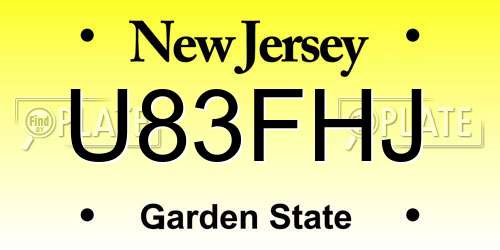 U83FHJ New Jersey License Plate