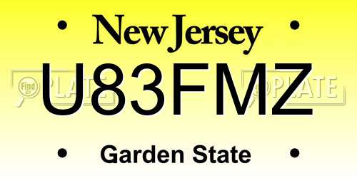 U83FMZ New Jersey License Plate