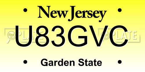 U83GVC New Jersey License Plate