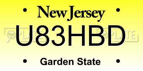 U83HBD New Jersey License Plate